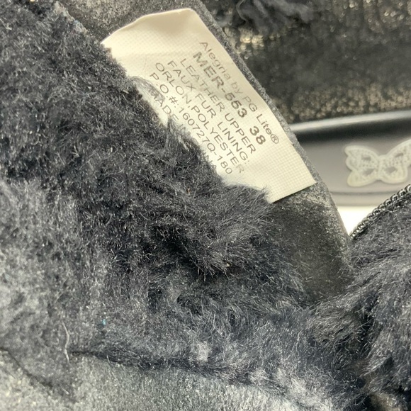 ALEGRIA black florets ankle boot, style#Mer-553. with faux fur. - Picture 6 of 9